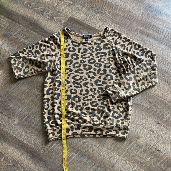 BUFFALO David Bitton Leopard Sweatshirt Soft Animal Print Small Sweater - Picture 11 of 12